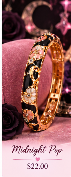 Jolie Loves Chachi bracelet on pink velvet